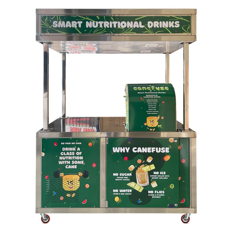 Online Cooling Sugarcane Juice Cart with Refrigerator